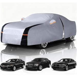 Full-size sedan Car Cover Waterproof All Weather, 10 Layers Outdoor Car Covers for Flagship Sedan - Sun & Rain Protector. Custom Fit Chevrolet Impala, Chrysler 300, Benz S-Class, BMW 7 Series, etc. A4