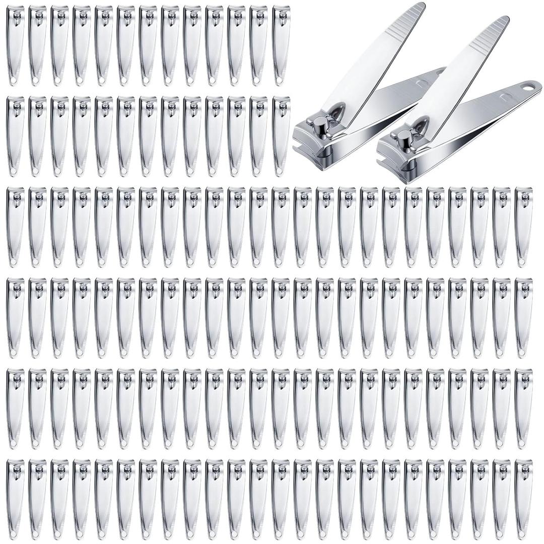 Hestya 300 Pieces Nail Clippers Bulk Stainless Steel Clipper Bulk Flat Toenail Clippers Portable Sturdy Nail Cutter Manicure Trimmer Curved Edge Pedicure for Men Women Toe Travel