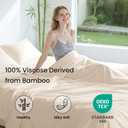 Love's cabin 4 Piece King Size Sheet Set, 100% Rayon Derived from Bamboo, Cooling & Breathable, Soft Silky Deep Pocket up to 16", Hotel Luxury Bedding for Hot Sleepers, Beige