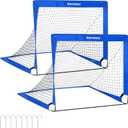 SONGMICS Kids Soccer Goals for Backyard, 4x3 ft Portable Soccer Nets Training Equipment, Toddler Soccer Goal with Carrying Bag, for Field (Blue)