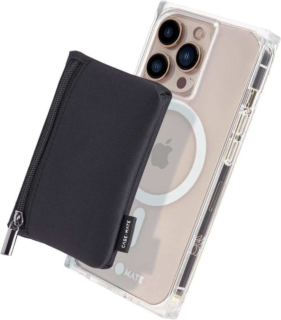 Case-Mate  Magnetic Phone Pouch & Card Holder Wallet  Nylon Material Pocket Phone Pouch Works with MagSafe  Zipper Closure, Black