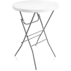 32in Cocktail Table White High Top Folding, Portable Bar Height Folding Table Round with Removable Gray Legs, Indoor Outdoor Banquet for Parties, Commercial, Speech, Dining (3243 in)