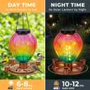 Solar Bird Feeders for Outdoors Hanging, Hot Air Balloon Solar Lantern with Butterfly Pattern, Outdoor Waterproof Decorative Bird Feeder for Garden Yard Balcony, Garden Gifts for Women
