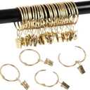 Openable Curtain Rings with Clips,3inch Inner Diameter,Heavy Duty Rustproof Metal Decorative Vintage Drapery Rings Curtain Clips Rod Hangers Door Curtain and Shower Curtain Rings Gold Zocang