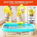 Pupu Pig Water Table Play Sink Toys for Toddlers, Kids Play Kitchen Sink with Running Water, 360 Electric Faucet, Floating Fishing Game, Sensory Water Table Toys for Boys Girls Summer Gifts
