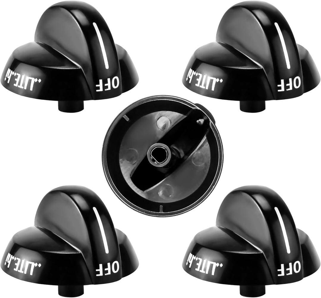Funmit 316220009 Top Burner Stove Knob Replacement for Frigidaire Replaces AP4322122 PS1991531 EAP1991531 (Black, 5 Pack)