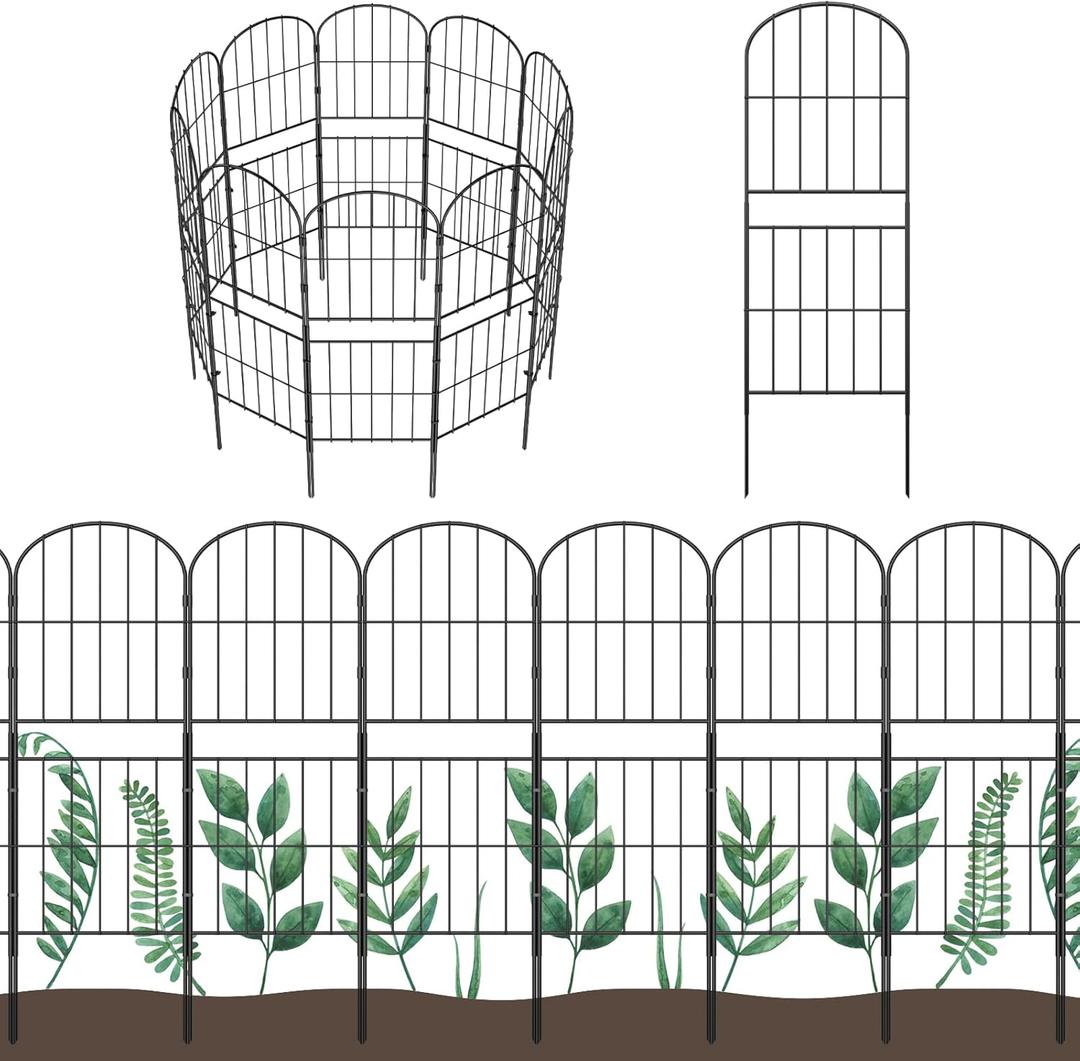 OUSHENG Decorative Garden Fence Fencing 15 Pack, 36in (H) x 16ft (L) Rustproof Metal Wire Panel Border Animal Barrier for Dog, Flower Edging for Yard Landscape Patio Outdoor Decor, Arched