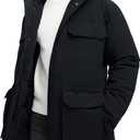 Winter Coats for Men Winter Jackets Waterproof Warm Insulated Thicken Long Down Jacket with Hood (Large, Black)