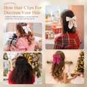 6Pcs Hair Bows for Women, Bow Hair Clips, Silky Satin Hair Bows for Girls, Pink Hair Ribbon, Cute Bow Clips for Women, Hair Accessories Chirstmas Gifts