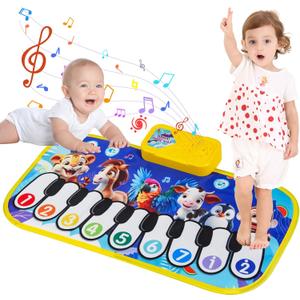 Floor Piano Mat for Toddlers,Musical Mats W/ Animal Sounds&Songs,Kids Sensory Educational Carpet Toys,Blanket Touch Playmat for Boys,Girl Birthday Gift