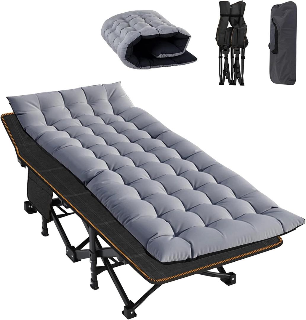 ABORON Camping Cot for Adults, 28 in Wide Folding Bed with Mattress
Heavy Duty Steel Frame 800 lbs Capacity, 1200D Oxford, Cot with Removable Pad and Carry Bag For Camping and Home
