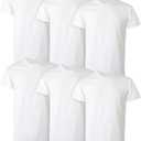 Hanes Mens Cotton, Moisture-wicking Crew Tee Undershirts, Multi-packs, White - 6 Pack, Medium US