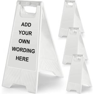 4 Pack 24" Height Blank Floor Sign White A-frame Foldable Caution Sign Write-on Double Sided Safety Warning for Pool Restaurant Restroom Office, 24 x 11. 6 Inch