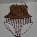 Eomenie Women's Swimsuit Tankini Tummy Control Bathing Suits Two Piece Full Coverage Slim Swim Suits with High Waisted Bottom (XX-Large, Brown and Printed)