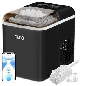 Fast Ice Maker Countertop - 9 Cubes in 6 Mins, 33Lbs/Day, Self-Cleaning, Quiet Portable Black Ice Machine with Smart App Control, 2 Ice Sizes for Home, Kitchen, RV, Camping