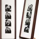 Lineshading 2 Pcs Photo Booth Frames 11.43.5in Walnut Wood Photo Strip Frame Photobooth Pictures with Textured Mat Vertical Horizontal for Wall Tabletop Wedding Graduation Home Decor(Wood Color)