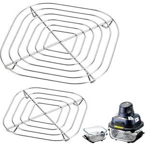 2PCS Crisper Stainless Steel Rack Compatible with Ninja Glass Air Fryer, Air Fryer Accessories for Ninja Crispi Air Fryer FN101 Ninja Crispi Pro Air Fryer AS101