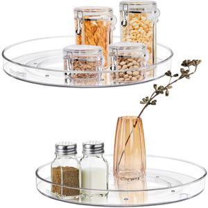 2 Pack Lazy Susan Organizer, 10.6" Clear Lazy Susan Turntable for Kitchen Cabinet, Turntable Organizer for Countertop, Pantry Organization and Storage