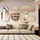 Dorlicecass Irregular Wall Mirror - Wall Mirrors Decorative 24"x 40" Asymmetrical Abstract Mirror Aviation Aluminum Alloy Frame Unique for Bathroom, Bedroom, Living Room, Cloakroom, Entryway Black