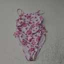 Milumia Girl's Floral One Piece Swimwear Bow Tie Side Spaghetti Strap Swimsuits 12Y