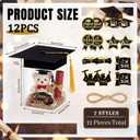 Dunzoom 12 Pcs 2026 Graduation Party Favors Candy Gift Boxes Clear Mini Graduation Cap Jars with Tassel Congrats Grad Cap Box with Cards Rope for College Graduate Party Decor(4.7 3.6 6.4 Inch)