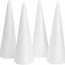 Juvale Foam Cones for Crafts, Trees, Holiday Gnomes, Christmas Decorations, DIY Art Projects (13.5x5.5 Inches Cone) - 4 Pack