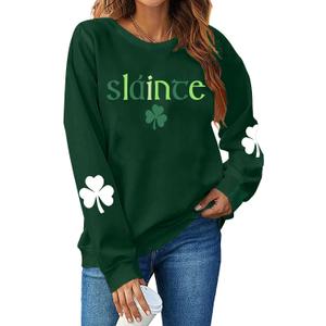 St Patricks Day Sweatshirt Women: St Patricks Day Shirt Cute Here for The Shenanigans Sweatshirts Casual Irish Shirts (Green, XL)