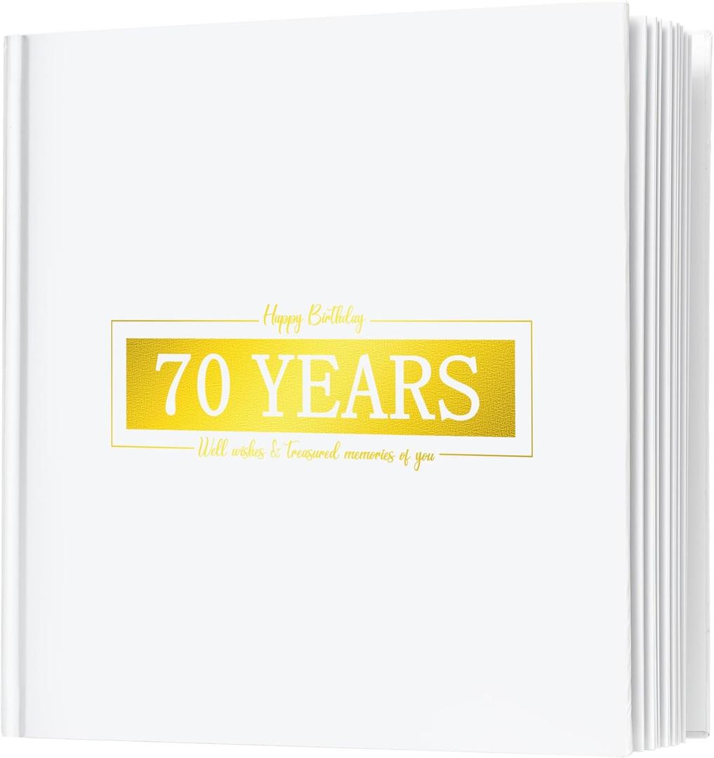Calculs 1955 Birthday Picture Book for Parents Memories Keepsake 70th Anniversary Party Guest Book Polaroid 8.5 Square Gold Photo Album Blank White Pages for Instant Film
