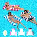 3 Pack Pool Floats Adult, 4-in-1 Inflatable water Hammock, 3 Tubes Inflatable Hammock for Adults, Portable Floating Chair Bed, Pool Floaties Toys for Adults Vacation Fun and Rest, Free inflatable pump (Light Blue + Pink + Dark Blue)