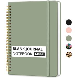 Taja Blank Spiral Journal Notebook for Women & Men, 140 Pages, Sketch Book, Plain Notebook for Drawing & Sketching, Journals for Creative Writing, A5(5.7" x 7.9")  Green