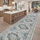Madane Hallway Runner Rug 3x18 Washable Kitchen Runners 18ft, Blue