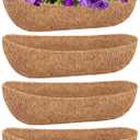 4 Pack 24 Inch Trough Coconut Liners for Planters- Natural Coco Liner Window Box Liners Replacement, Coconut Fiber Planter Liner for Outdoor Flower Planters, Deck Railings, Fence and Balcony