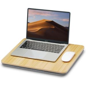 ZEAPTAC Portable Lap Laptop Desk with Pillow Cushion, Fits up to 15.6 inch Laptop, Lap Stand for Bed & Couch & Carpet, Book Tablet/Drawing Board/Computer Laptop Stand - Light Brown Wood