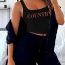 Western Tank Top Country Music Crop Tops Im The Problem Shirt Cowgirl Shirts Country Music Ribbed Knit Crop Top (Black, XL)