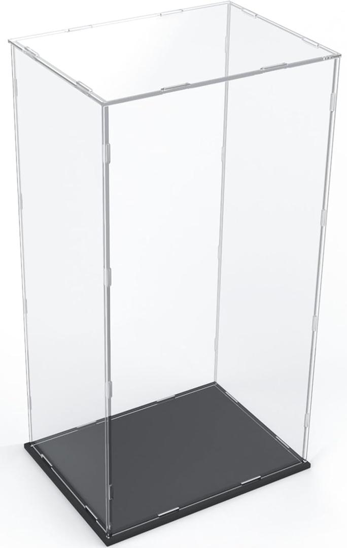 DuvinDD Acrylic Display Case for Large Collectibles, 29 inch Tall Clear Display Box for Lego NASA Artemis 10341 42221, for Bearbrick 1000% Doll, Dustproof Protective Showcase with Black Base