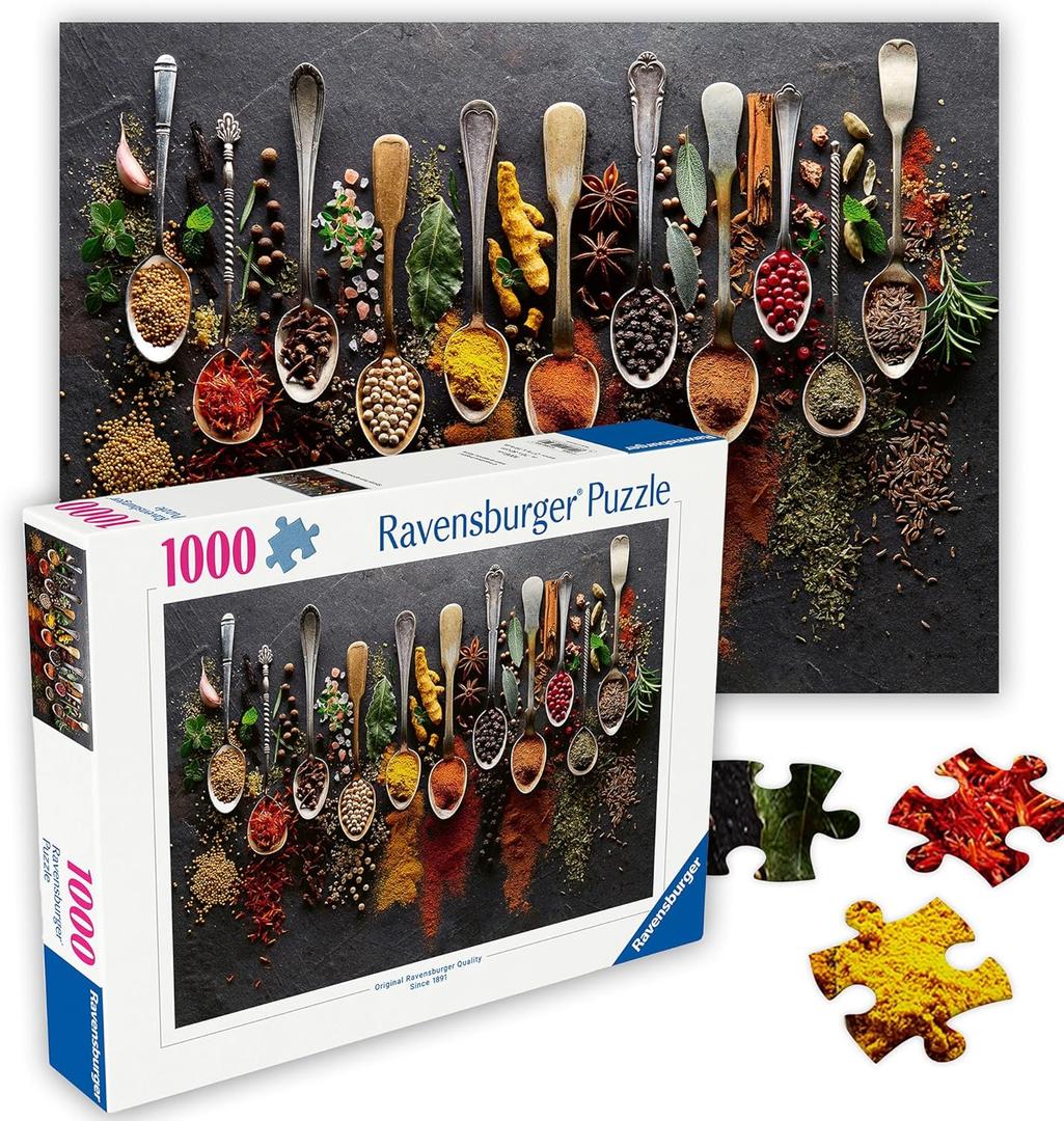 Ravensburger - Spices from All Over The World - 1000 Piece Jigsaw Puzzle - Enticing, Vibrant Spices from Around The Globe - Fresh & Dried - Ideal Gift - Frameable Art - Puzzles for Adults