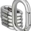 Beebeecraft 15Pcs Spring Oval Rings Alloy Silver Spring Gate Rings Split Snap Clip Hooks Carabiner Lock Clasps Spring Keyring Buckle for Purse Hardware DIY Crafts 34.5x21x4.5mm