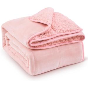 Super Fuzzy Soft Sherpa Fleece Weighted Blanket, 15 lbs Dual Sided Fluffy Heavy Weighted Blankets for Adults - No Bunching with Double Layers of Soft Inner Lining (60"x 80", 15 Pounds) (Pink)