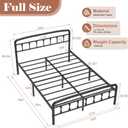 Metal Full Size Bed Frames with Headboard, 1500 Lbs Heavy Duty Bed Frames Noise-Free Design & 12" Underbed Storage,No Box Spring Needed/Tool-Free 30 Mins Assembly