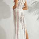 Bsubseach Crochet Cover Up for Women Knit Swimsuit Coverups Hollow Out Sleeveless Swim Coverup Summer Beach Dress (White)