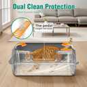 OROLEY 2PACK Stainless Steel Litter Box with High Sides Lid, Extra Large XXXL Litter Box for Big Cats, Metal Kitty Litter Boxes with Anti-Leakage Enclosure,Non-Stick