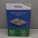 50 Pack (100-Piece) 32 oz Meal Prep Containers Reusable with Lids 3-Compartment, To Go Take Out Plastic Food Storage Containers, Sturdy Leakproof Food Safe, Microwave Freezer Dishwasher Safe, Black