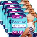 Because Adult Incontinence Underwear for Sensitive Skin - Women - Premium Overnight Disposable Briefs, Anti Odor - White, Small/Medium - Absorbs 6 Cups - 64 Count (4 Packs of 16)