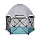 Summer Infant Pop N Play Deluxe Ultimate Playard, Aqua Splash - Full Coverage Indoor/Outdoor Portable Play Pen with Fast, Easy and Compact Fold