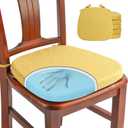 SINOSSO 6 Pack Memory Foam Chair Cushions for Dining Chairs, Friendly Woven Fabric 16" U-Shape Comfortable Kitchen Chair Pads, Removable Slip Resistant Seat Cushions (Set of 6, Yellow)