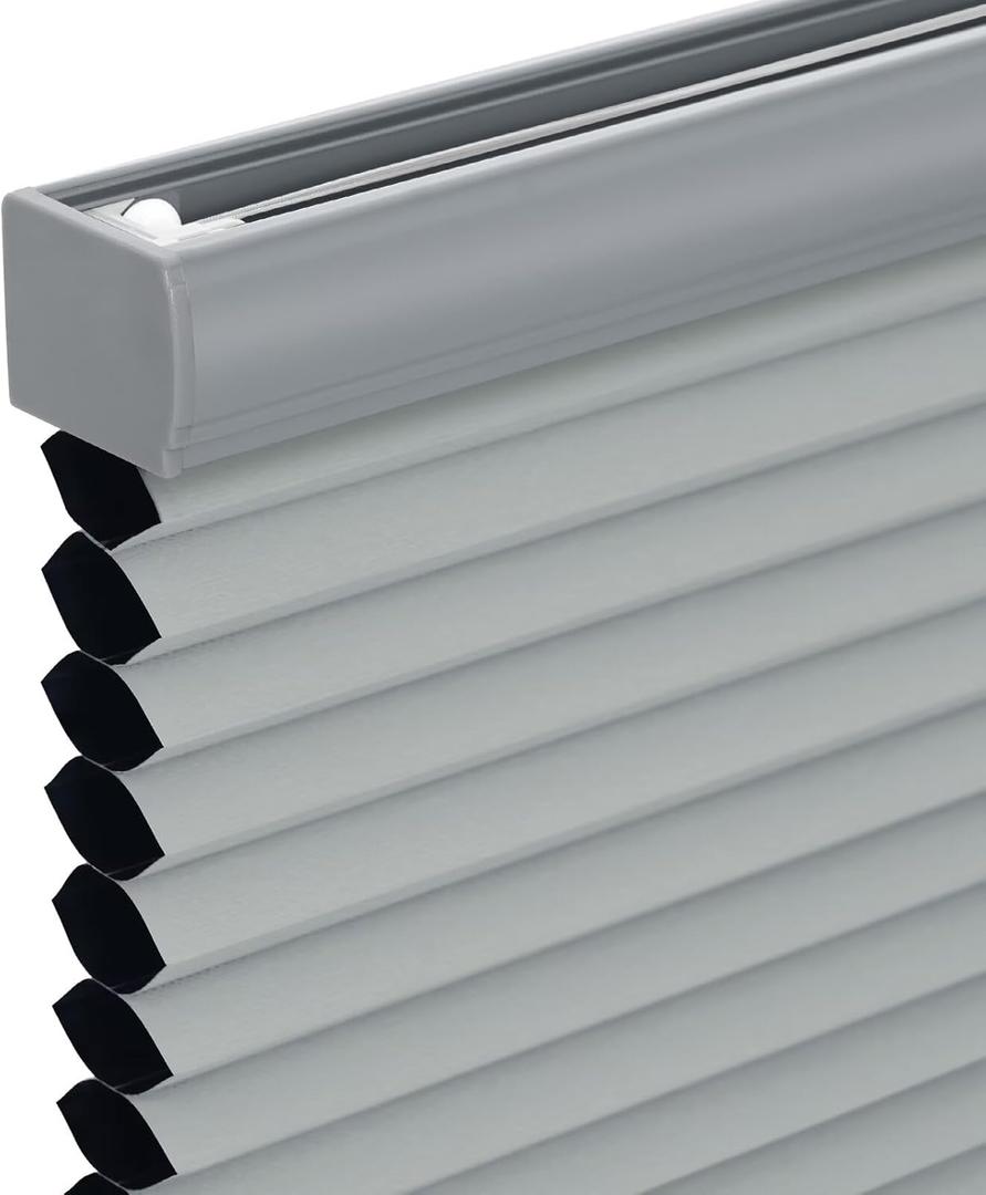 Changshade Cordless Cellular Shades, Blackout Honeycomb Shades for Windows, Pull Down Pleated Blinds, Easy to Install for Indoor Windows and French Doors,19" W x 36" H, Grey