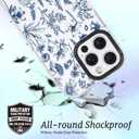 for iPhone 12 Case, Vintage Botanical Pattern with Blue Flowers, Military-Grade Drop Protection, Floral Soft Slim TPU Protective Cover with Camera Protection for Women & Girls