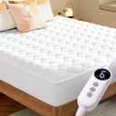 MASVIS Heated Mattress Pad Twin Size - Electric Mattress Pads with 9 Heating Settings Controller & Auto Off 2/4/6/10 Hrs, Deep Pocket Warmer Bed Protector Cover for Bedroom Doorm, ETL Certified,White