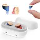 Hearing Aids for Seniors Rechargeable Not Amplifier, OTC In-the-Ear Hearing Aid, Hearing Aides for Adults Men Women Elderly Hearing Loss, Invisible Hearing Ear Buds Earbuds (Blue)