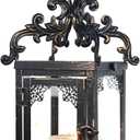 NEEDOMO Lanterns Decorative Indoor Hanging Lantern Outdoor, Vintage Metal Tabletop Decor Lantern for Patio Rustic Home, Candle Holders with Clear Glass, Home Kitchen Coffee Table Livinig Room Decor (Bronze)